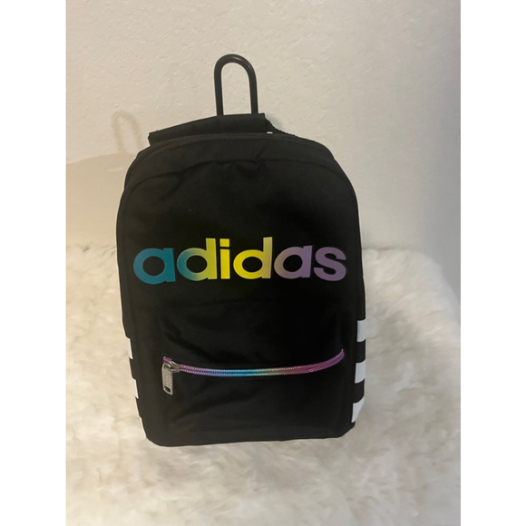 Adidas Santiago Unisex Insulated Small Lunch Bag Compact Black White Rainbow. - Picture 1 of 9